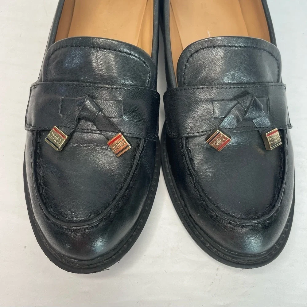 Tommy Hilfiger Black Leather Tassel Loafers